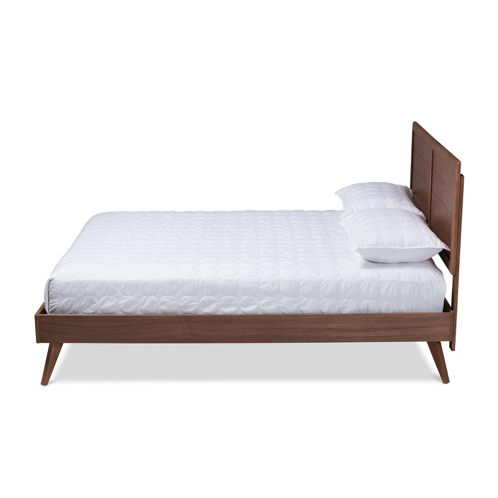 Artemis Mid-Century Modern Walnut Brown Finished Wood Full Size Platform Bed. Picture 12