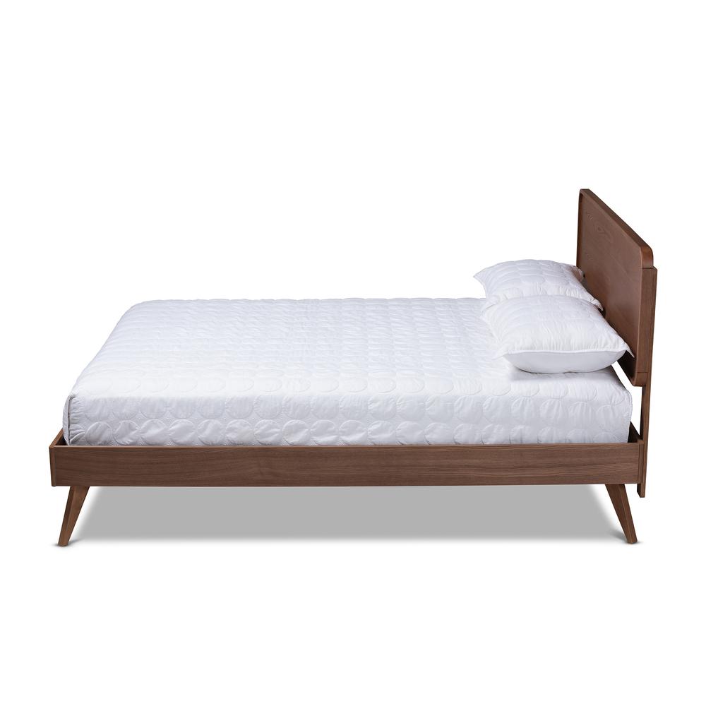 Demeter Mid-Century Modern Walnut Brown Finished Wood Full Size Platform Bed. Picture 12