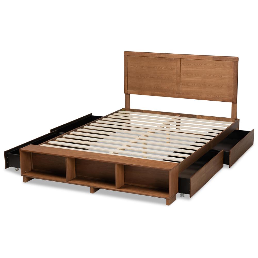 Wood Full Size 4-Drawer Platform Storage Bed with Built-In Shelves. Picture 18
