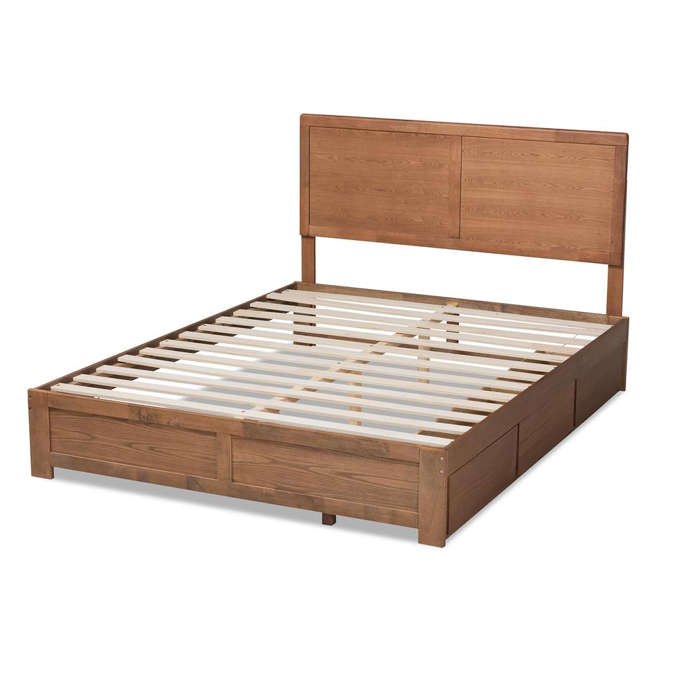 Walnut Brown Finished Wood Full Size 3-Drawer Platform Storage Bed. Picture 16