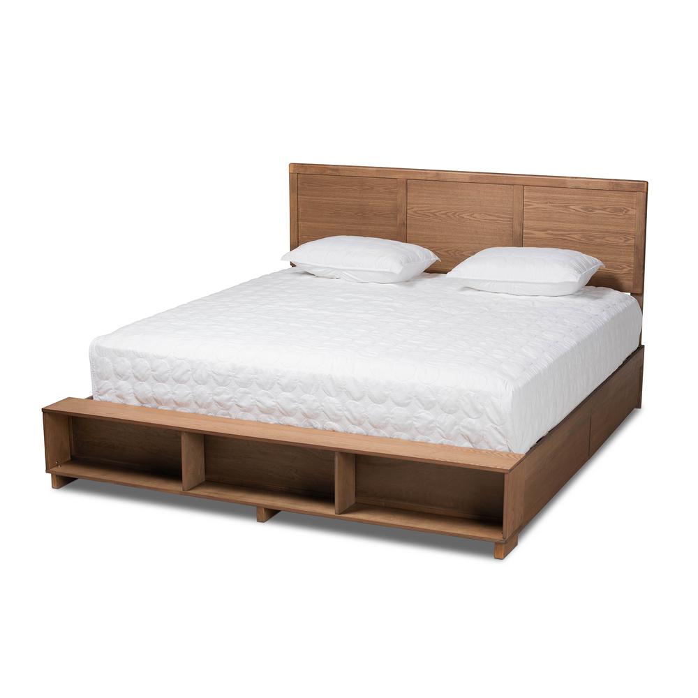 Wood King Size 4-Drawer Platform Storage Bed with Built-In Shelves. Picture 13