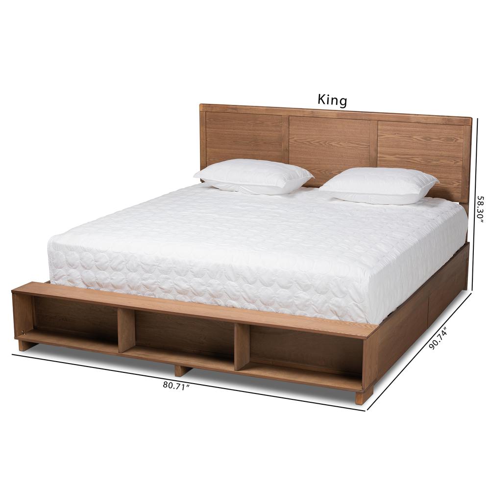 Wood King Size 4-Drawer Platform Storage Bed with Built-In Shelves. Picture 24