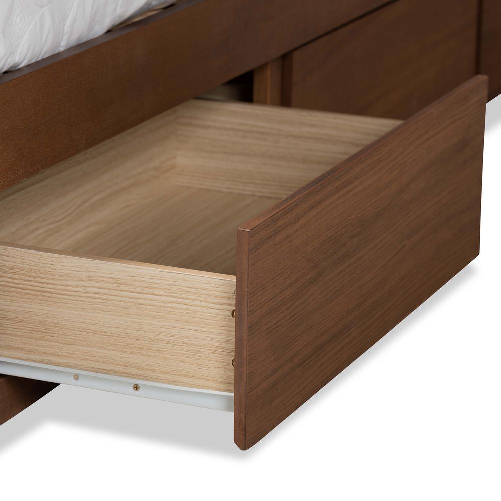 Walnut Brown Finished Wood King Size 3-Drawer Platform Storage Bed. Picture 21