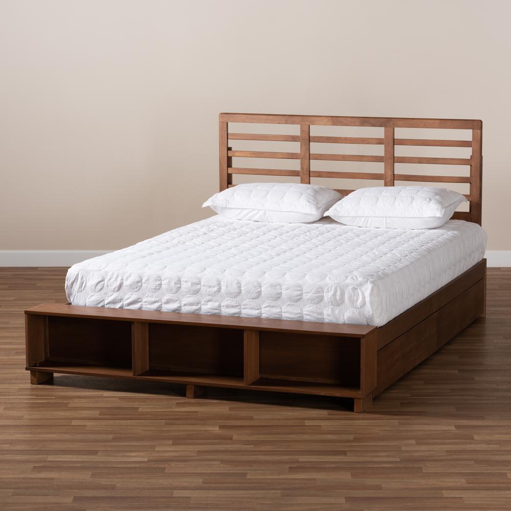 Walnut Brown Finished Wood 4-Drawer Full Size Platform Storage Bed. Picture 25
