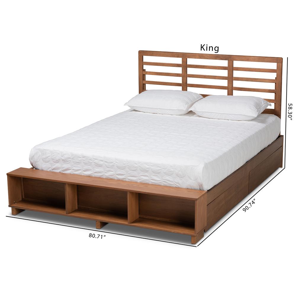 Walnut Brown Finished Wood 4-Drawer Full Size Platform Storage Bed. Picture 28