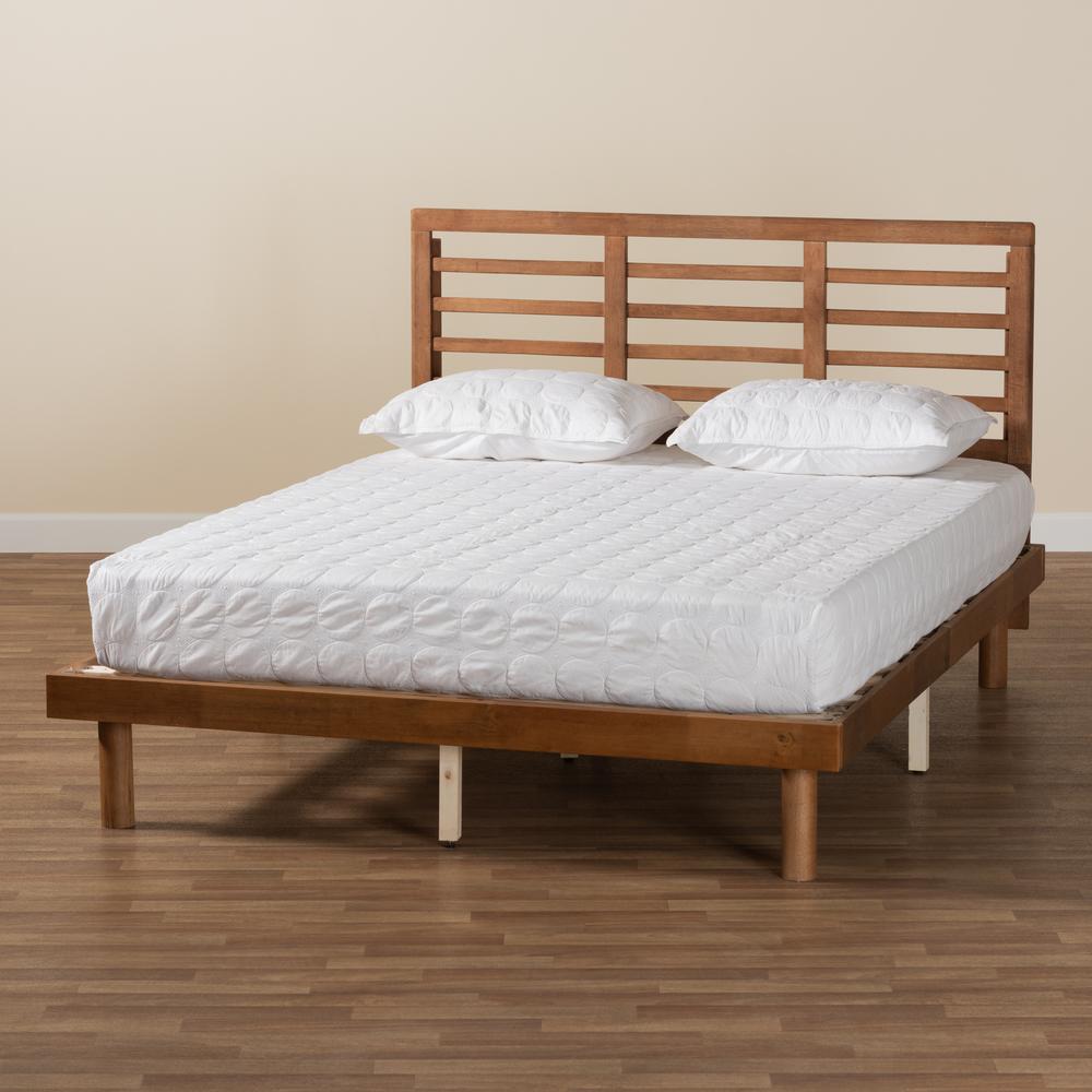 Lucine Mid-Century Modern Ash Walnut Finished Wood Full Size Platform Bed. Picture 18