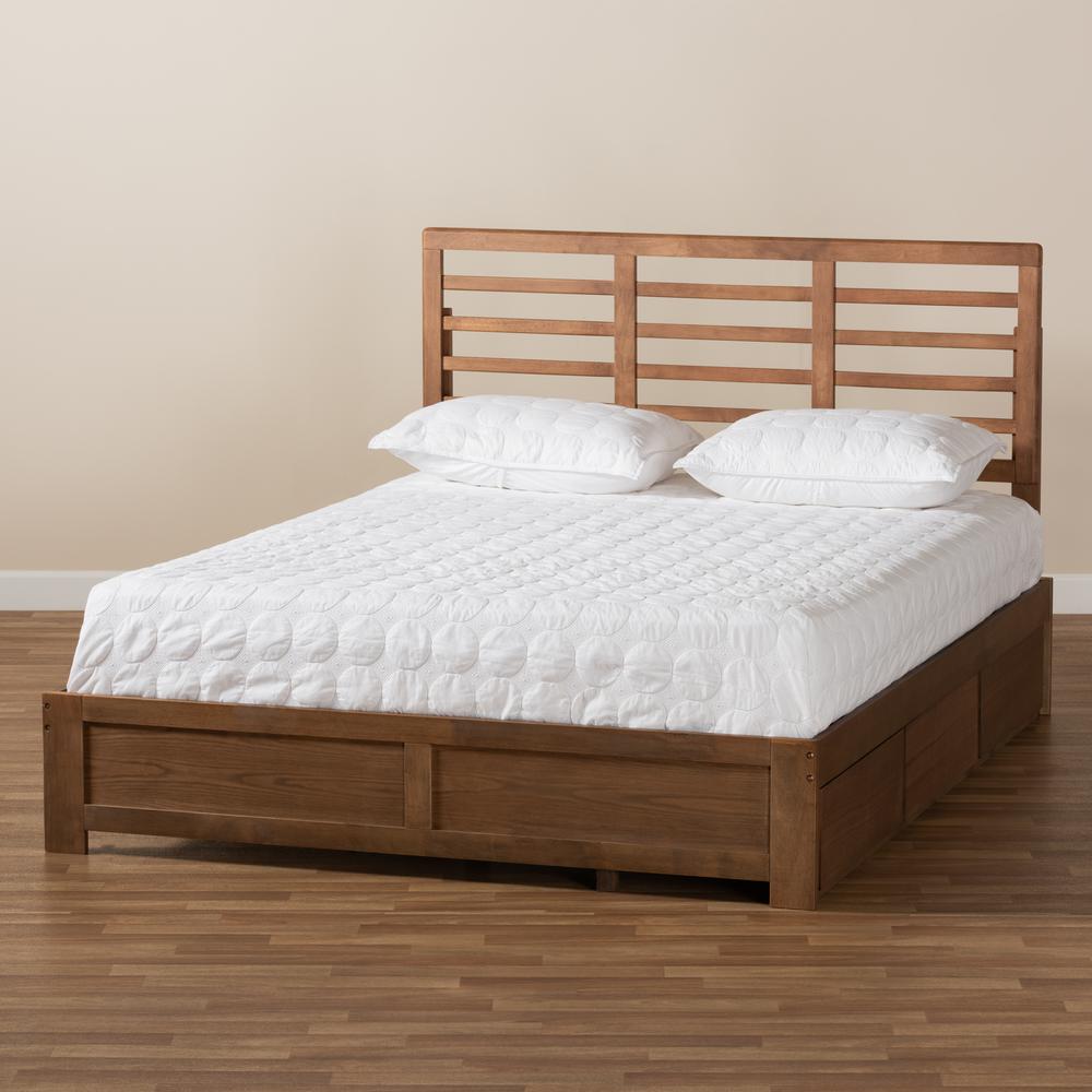 Walnut Brown Finished Wood Full Size 3-Drawer Platform Storage Bed. Picture 22
