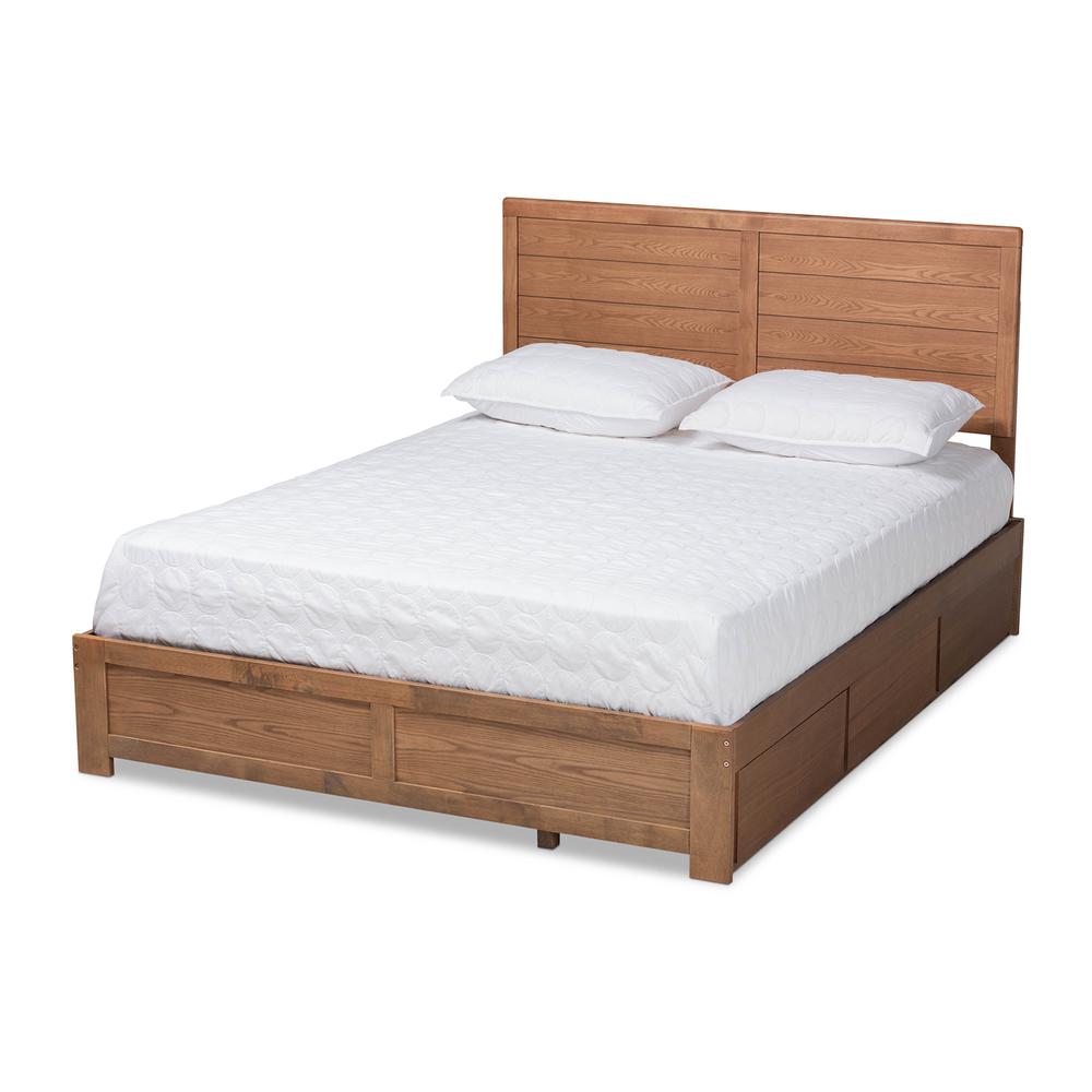 Walnut Brown Finished Wood Full Size 3-Drawer Platform Storage Bed. Picture 13