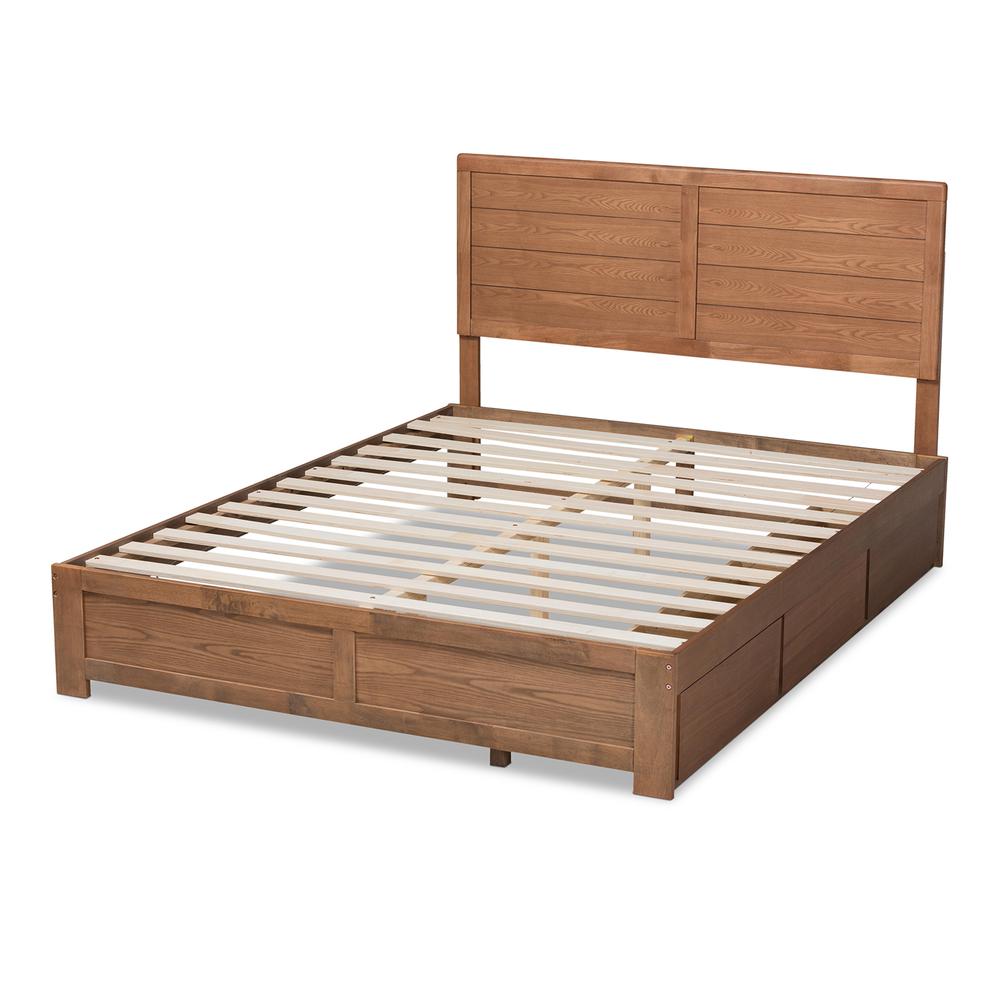 Walnut Brown Finished Wood Full Size 3-Drawer Platform Storage Bed. Picture 16