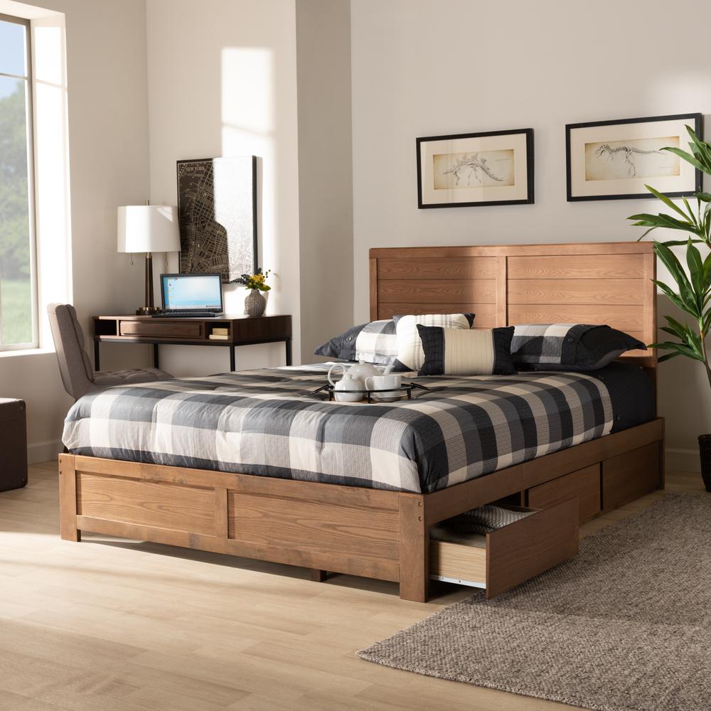 Walnut Brown Finished Wood Full Size 3-Drawer Platform Storage Bed. Picture 21