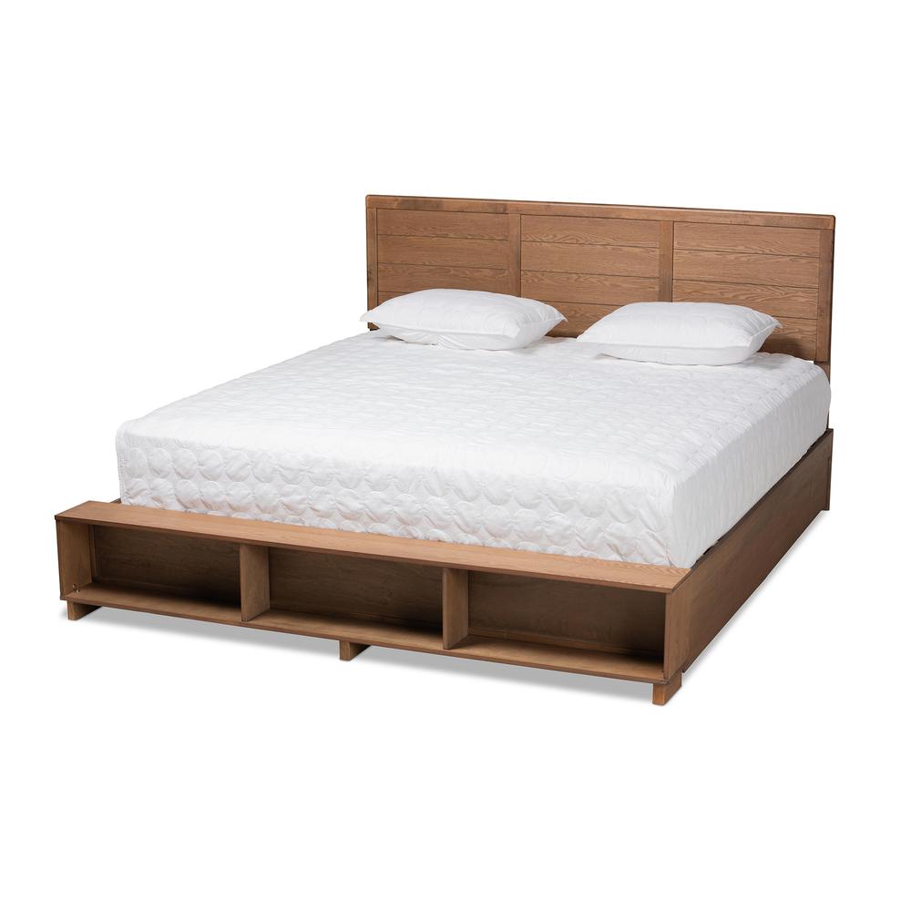 Wood King Size 4-Drawer Platform Storage Bed with Built-In Shelves. Picture 13