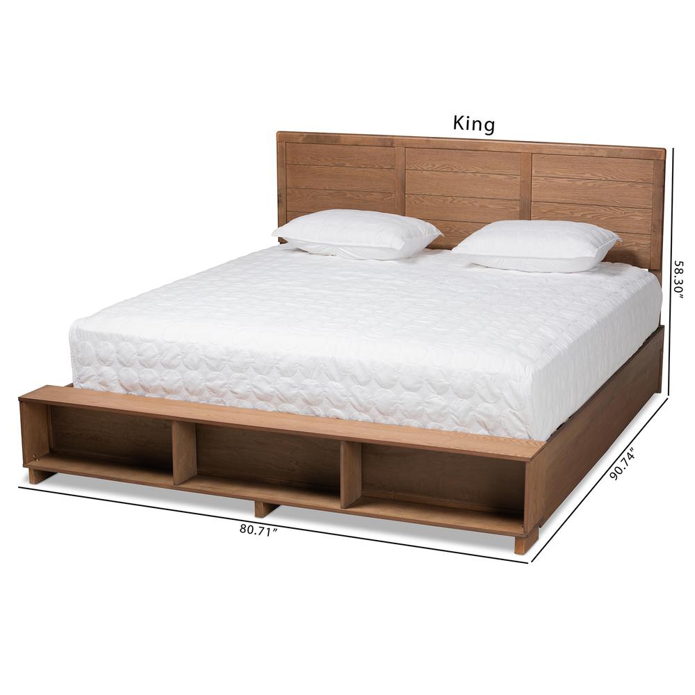 Wood King Size 4-Drawer Platform Storage Bed with Built-In Shelves. Picture 24