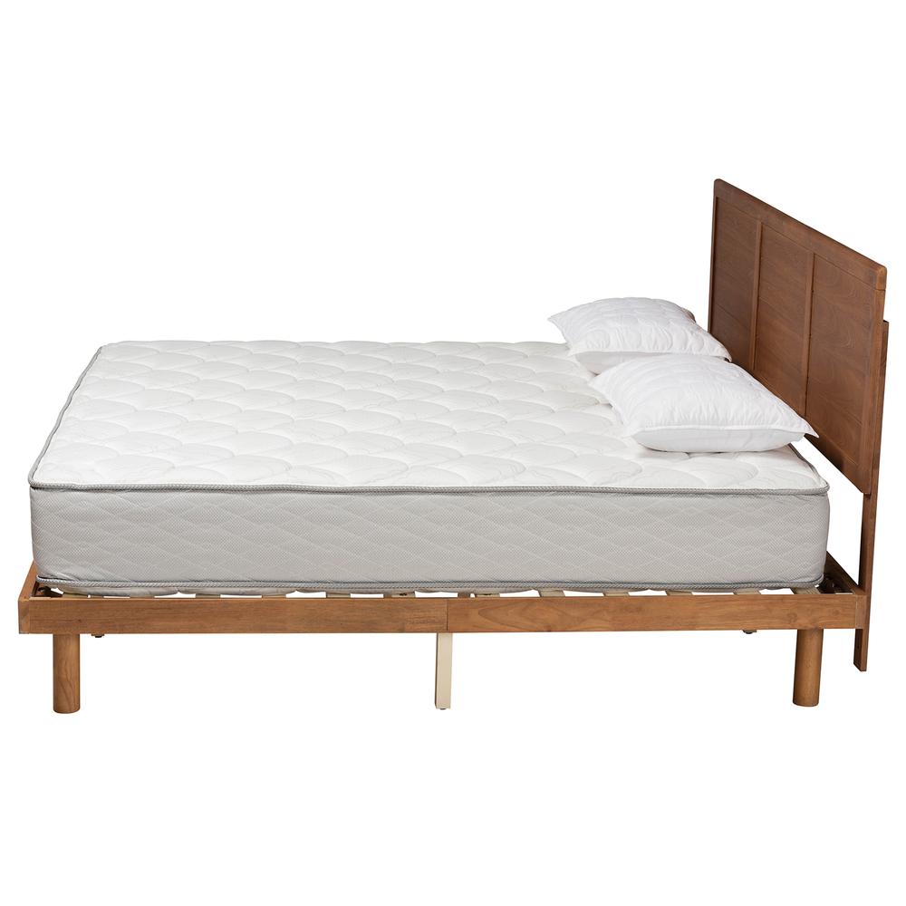 Daina Mid-Century Modern Ash Walnut Finished Wood King Size Platform Bed. Picture 12