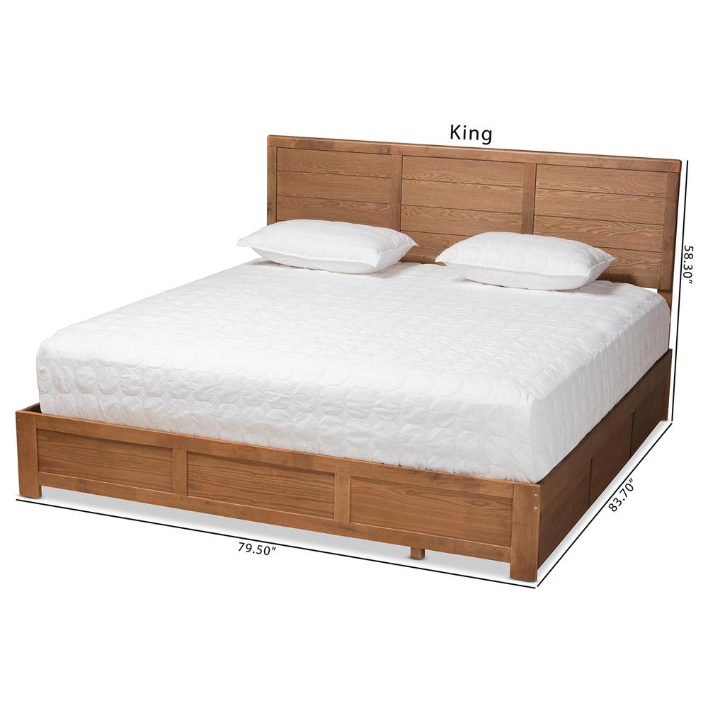 Walnut Brown Finished Wood King Size 3-Drawer Platform Storage Bed. Picture 25