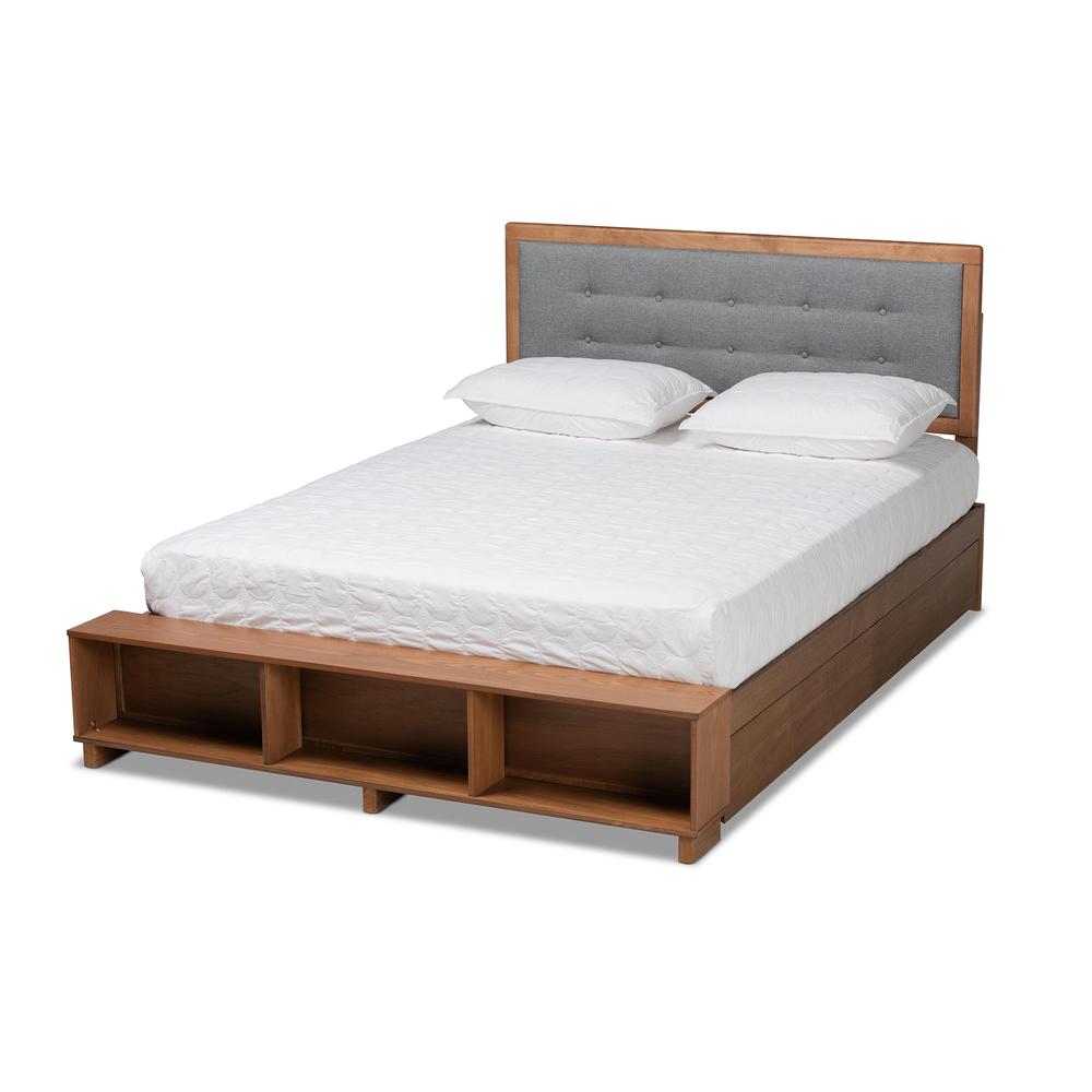 Walnut Brown Finished Wood 4-Drawer Full Size Platform Storage Bed. Picture 15