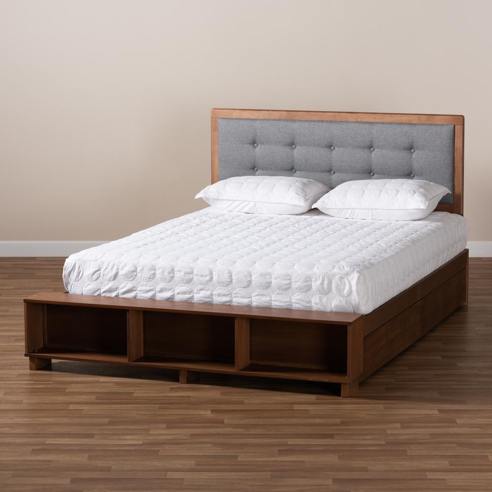 Walnut Brown Finished Wood 4-Drawer Full Size Platform Storage Bed. Picture 25