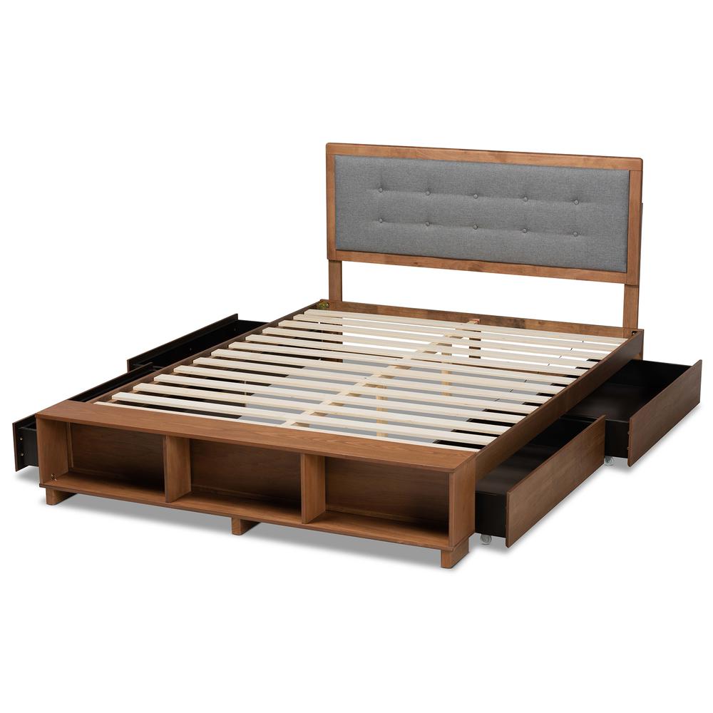 Walnut Brown Finished Wood 4-Drawer Full Size Platform Storage Bed. Picture 19