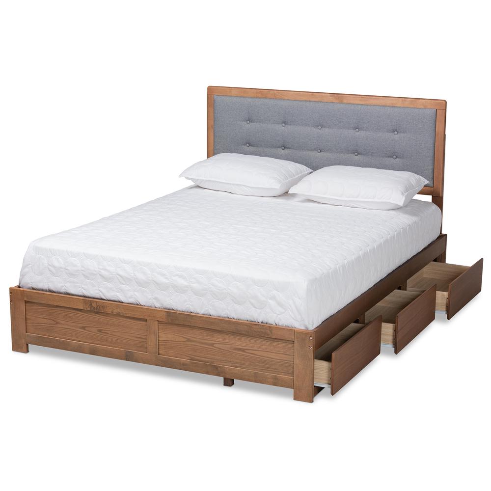 Ash Walnut Brown Finished Wood Full Size 3-Drawer Platform Storage Bed. Picture 14