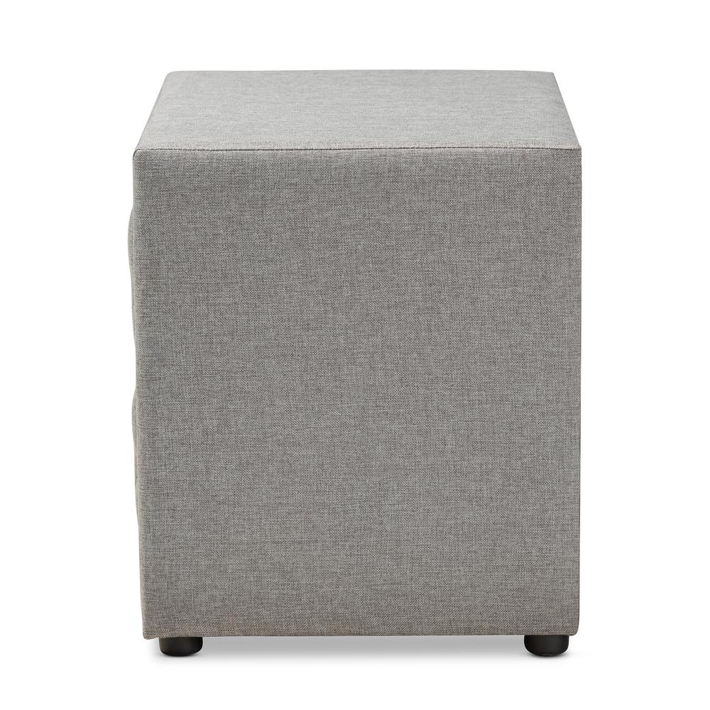 Lepine Modern and Contemporary Gray Fabric Upholstered 2-Drawer Wood Nightstand. Picture 12