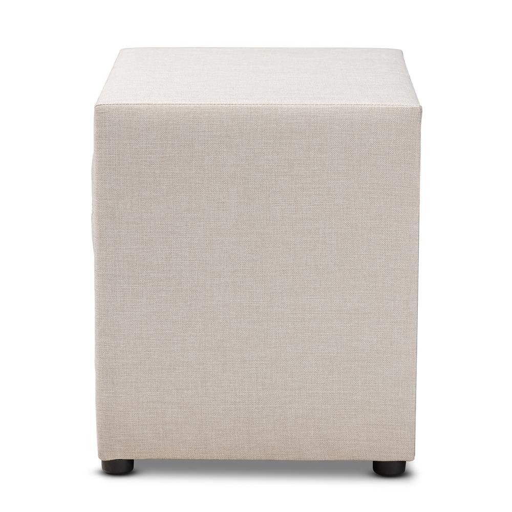Light Beige Fabric Upholstered 2-Drawer Wood Nightstand. Picture 12