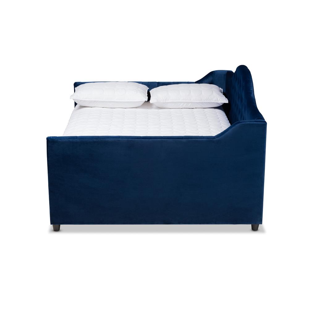 Baxton Studio Perry Modern and Contemporary Royal Blue Velvet Fabric Upholstered and Button Tufted Queen Size Daybed. Picture 2