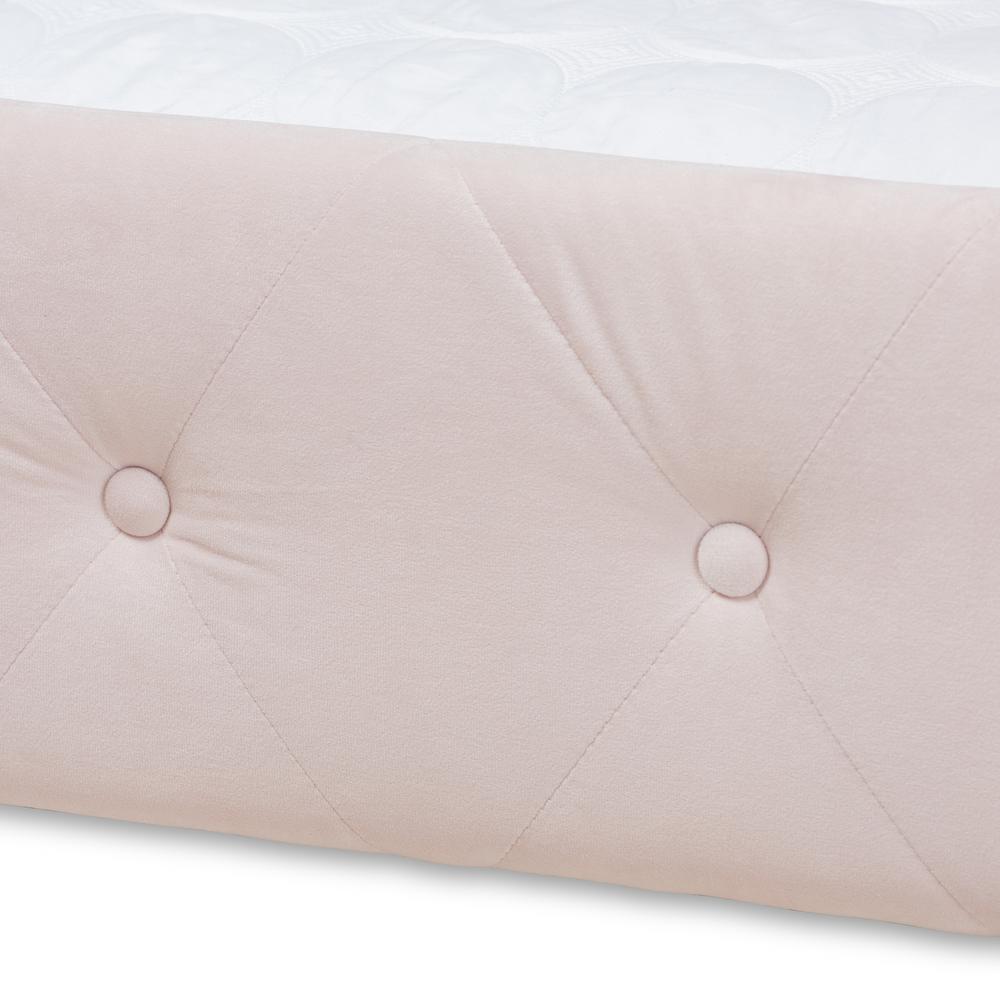 Light Pink Velvet Fabric Upholstered Full Size Daybed with Trundle. Picture 18