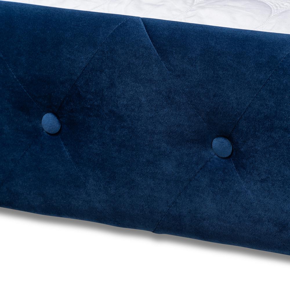 Baxton Studio Amaya Modern and Contemporary Navy Blue Velvet Fabric Upholstered Full Size Daybed with Trundle. Picture 6