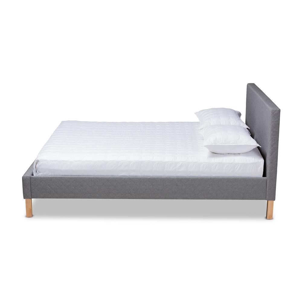 Aneta Modern and Contemporary Grey Fabric Upholstered King Size Platform Bed. Picture 11