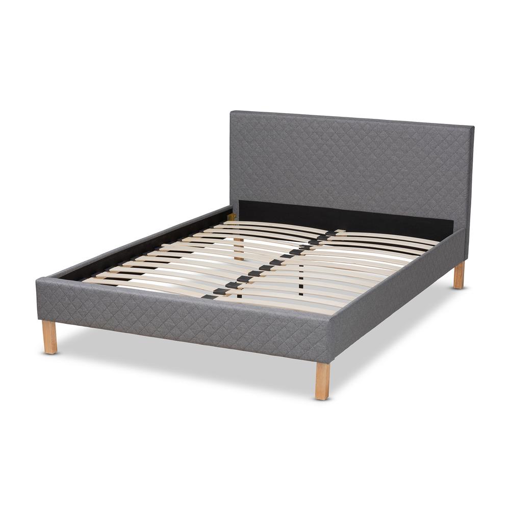 Aneta Modern and Contemporary Grey Fabric Upholstered King Size Platform Bed. Picture 12