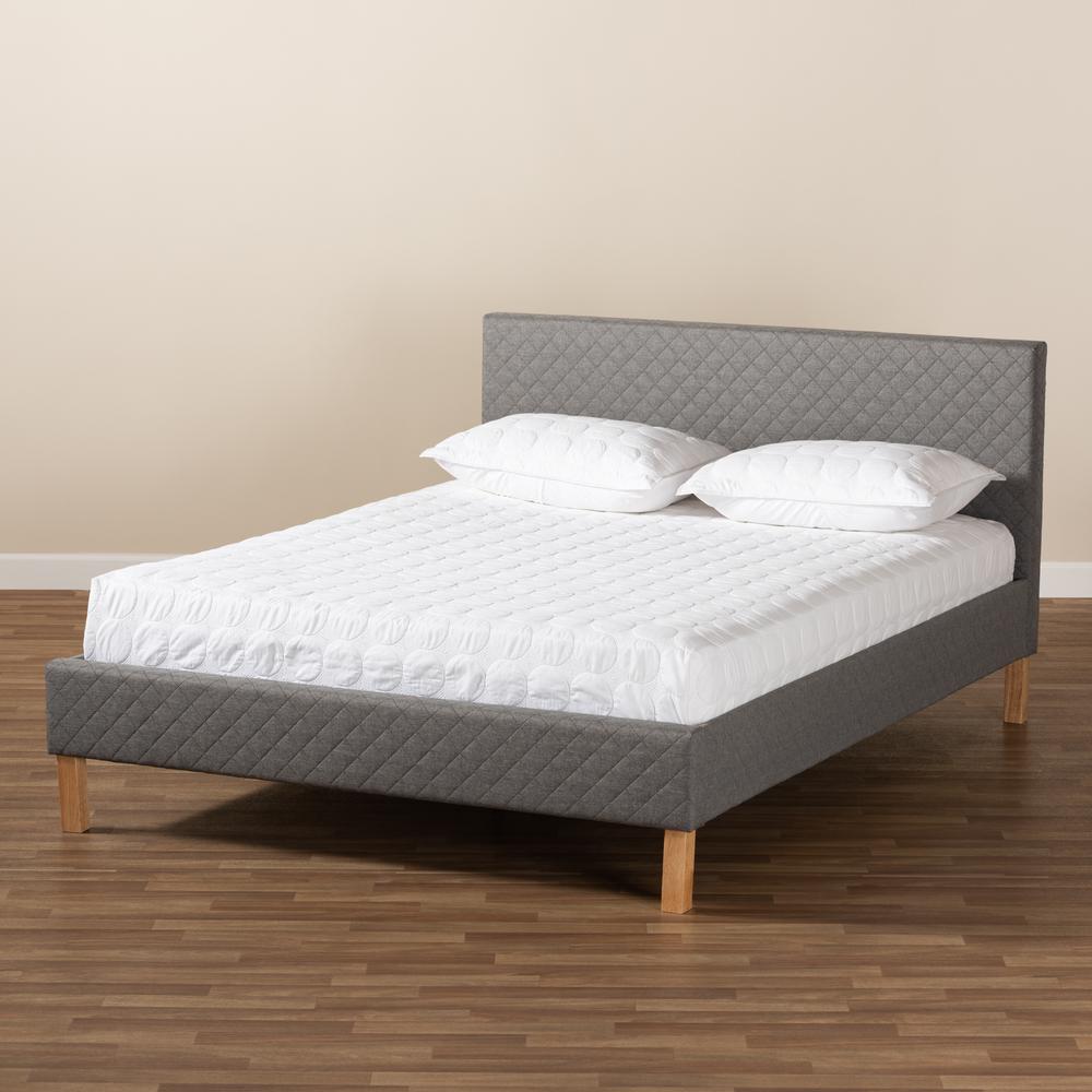 Aneta Modern and Contemporary Grey Fabric Upholstered King Size Platform Bed. Picture 16