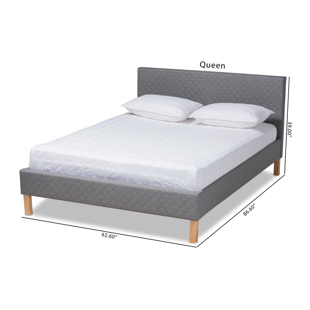 Aneta Modern and Contemporary Grey Fabric Upholstered King Size Platform Bed. Picture 17