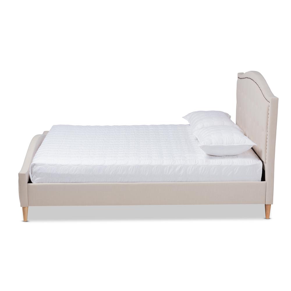 Baxton Studio Felisa Modern and Contemporary Beige Fabric Upholstered and Button Tufted King Size Platform Bed. Picture 2