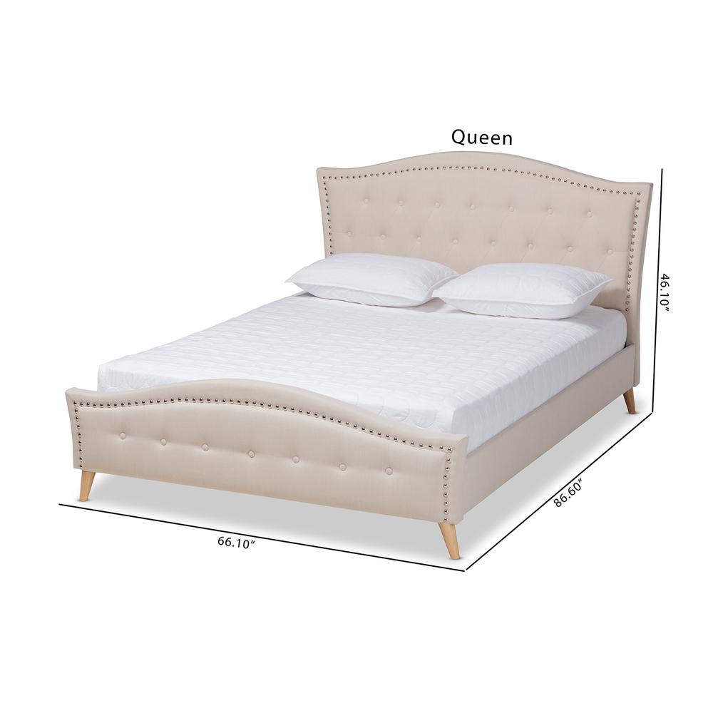 Baxton Studio Felisa Modern and Contemporary Beige Fabric Upholstered and Button Tufted King Size Platform Bed. Picture 8