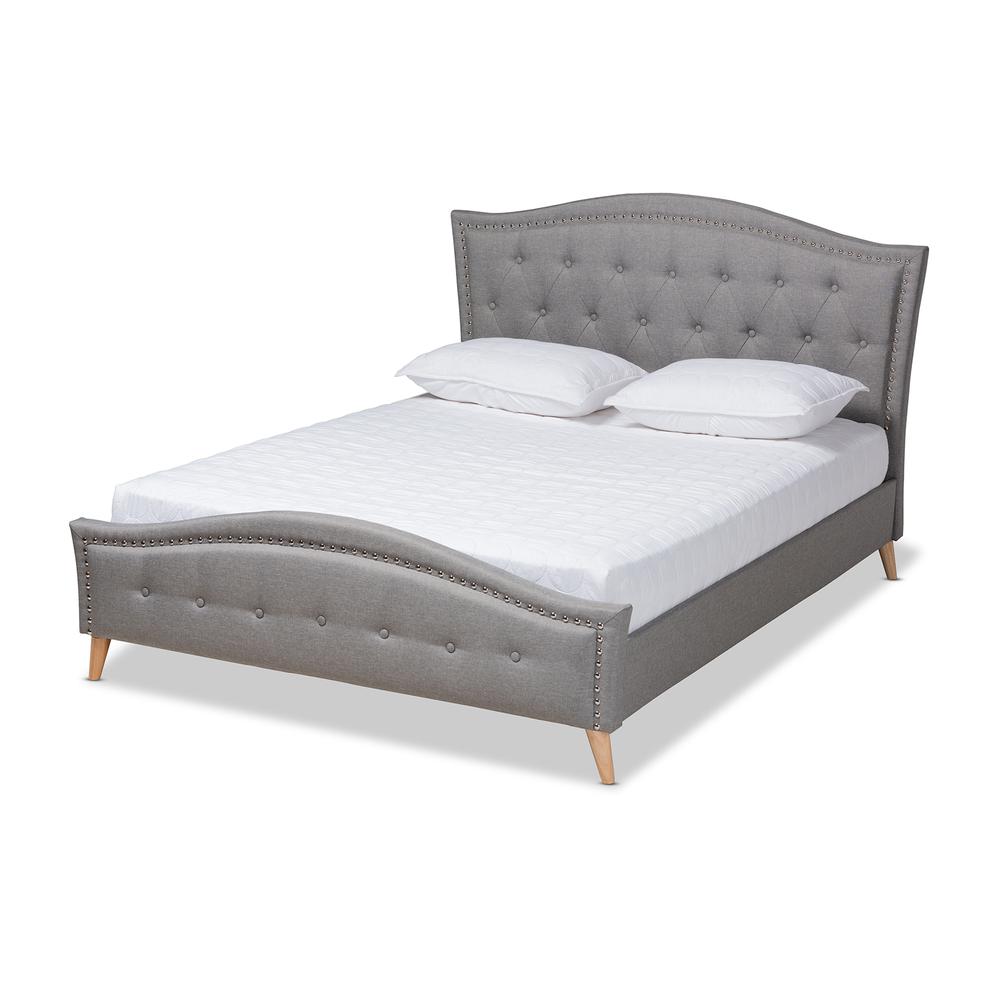Baxton Studio Felisa Modern and Contemporary Grey Fabric Upholstered and Button Tufted King Size Platform Bed. Picture 1