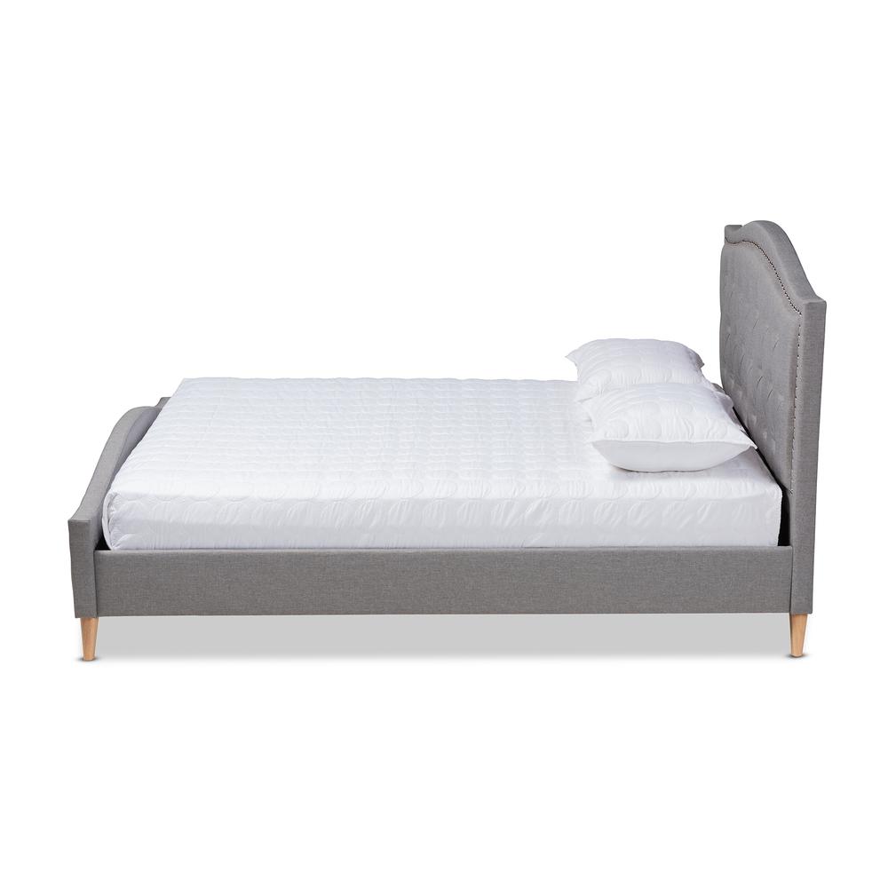Baxton Studio Felisa Modern and Contemporary Grey Fabric Upholstered and Button Tufted King Size Platform Bed. Picture 2