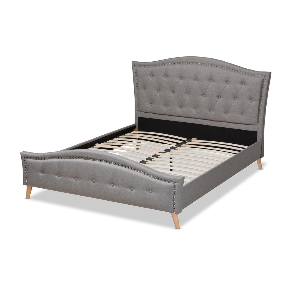 Baxton Studio Felisa Modern and Contemporary Grey Fabric Upholstered and Button Tufted King Size Platform Bed. Picture 3