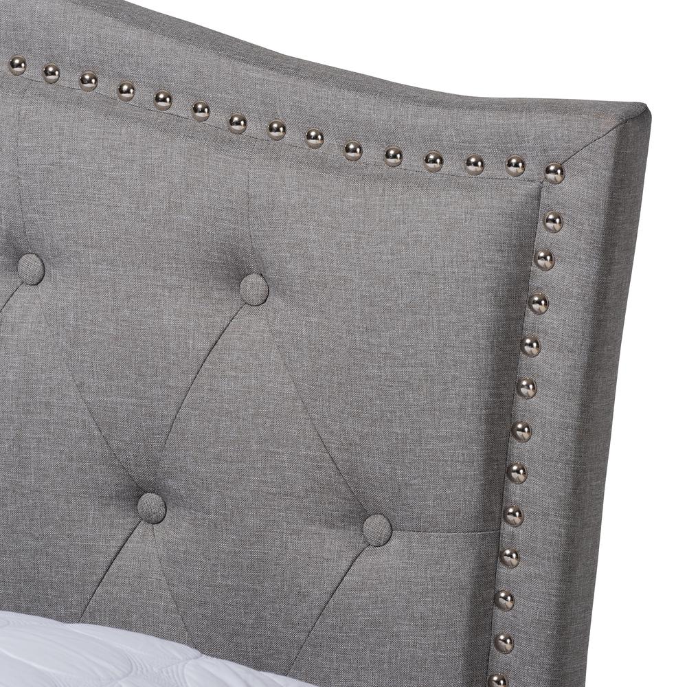 Baxton Studio Felisa Modern and Contemporary Grey Fabric Upholstered and Button Tufted King Size Platform Bed. Picture 4