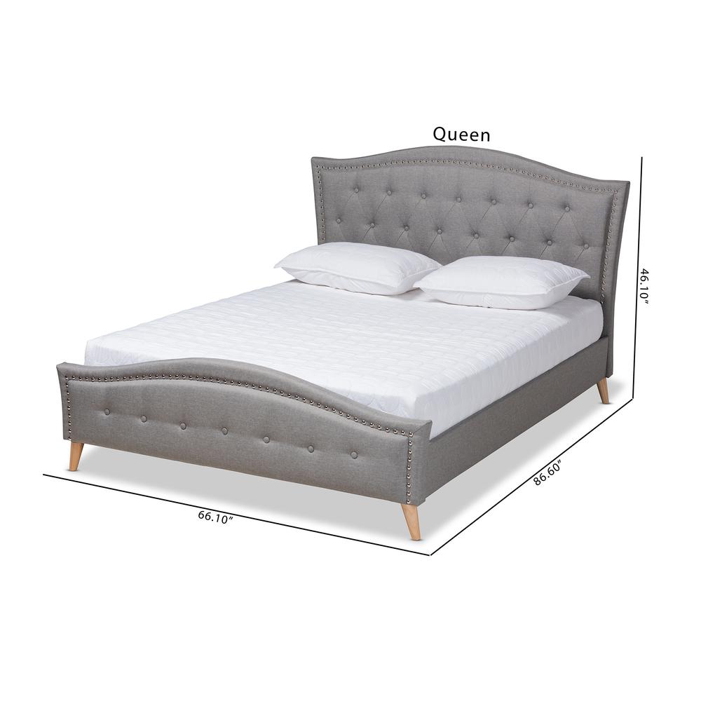 Baxton Studio Felisa Modern and Contemporary Grey Fabric Upholstered and Button Tufted King Size Platform Bed. Picture 8