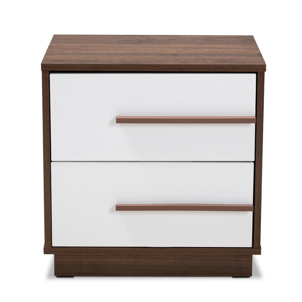 Two-Tone White and Walnut Finished 2-Drawer Wood Nightstand. Picture 11