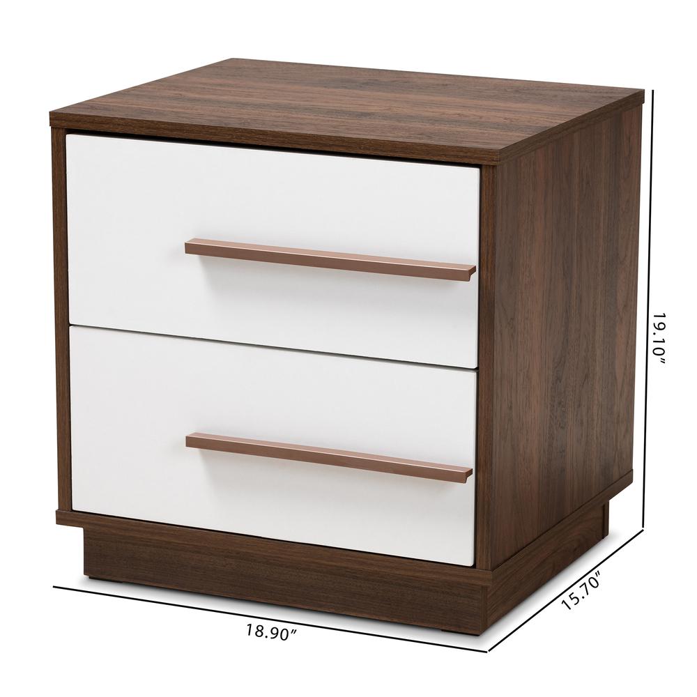 Two-Tone White and Walnut Finished 2-Drawer Wood Nightstand. Picture 16