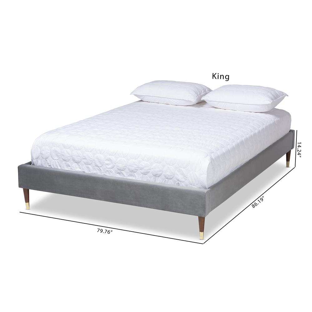 Full Size Wood Platform Bed Frame with Gold-Tone Leg Tips. Picture 18