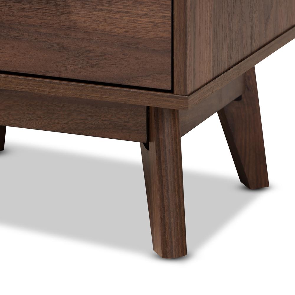 Lena Mid-Century Modern Walnut Brown Finished 1-Drawer Wood Nightstand. Picture 15