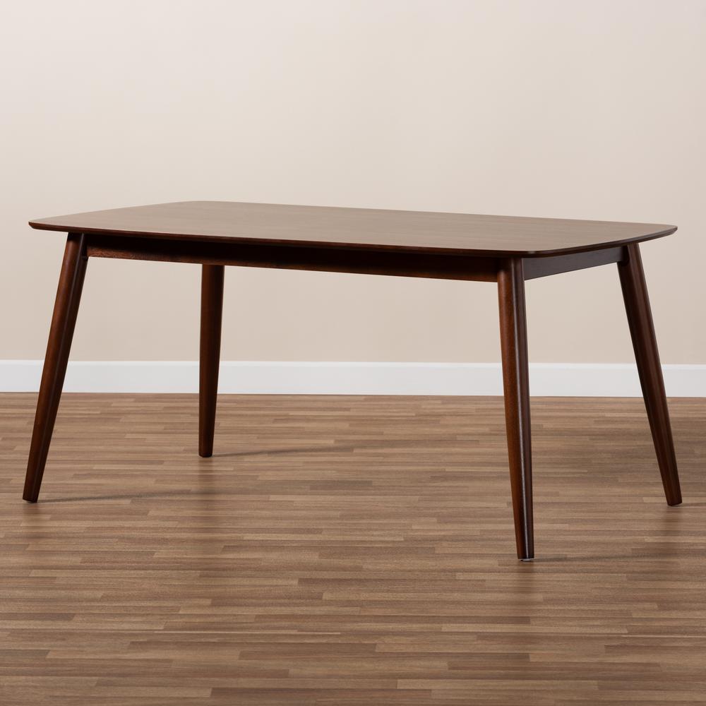 Baxton Studio Edna Mid-Century Modern Walnut Finished Wood Dining Table. Picture 17