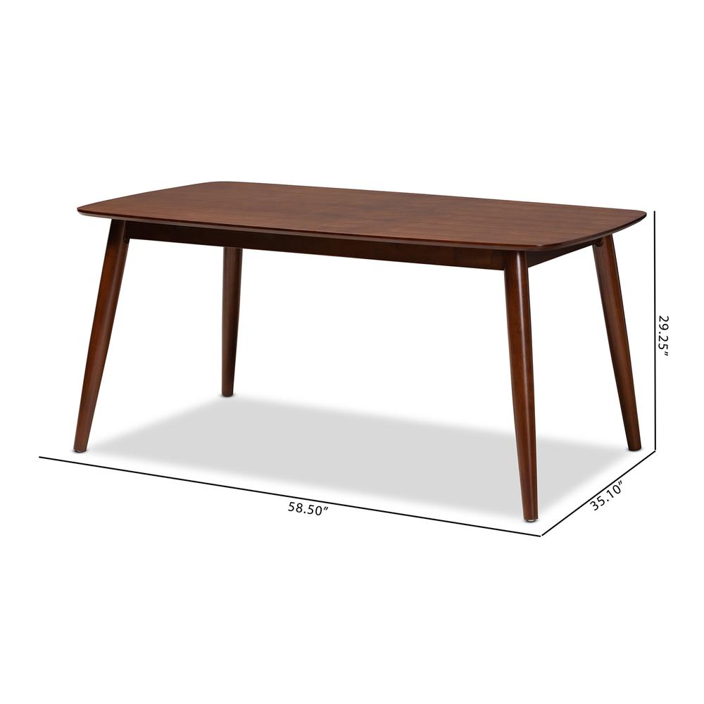 Baxton Studio Edna Mid-Century Modern Walnut Finished Wood Dining Table. Picture 18