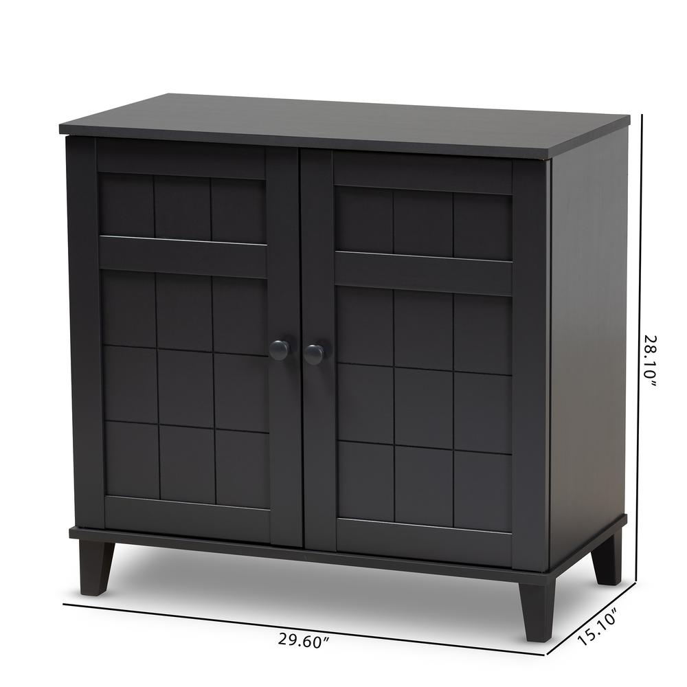 Dark Grey Finished 4-Shelf Wood Shoe Storage Cabinet. Picture 20