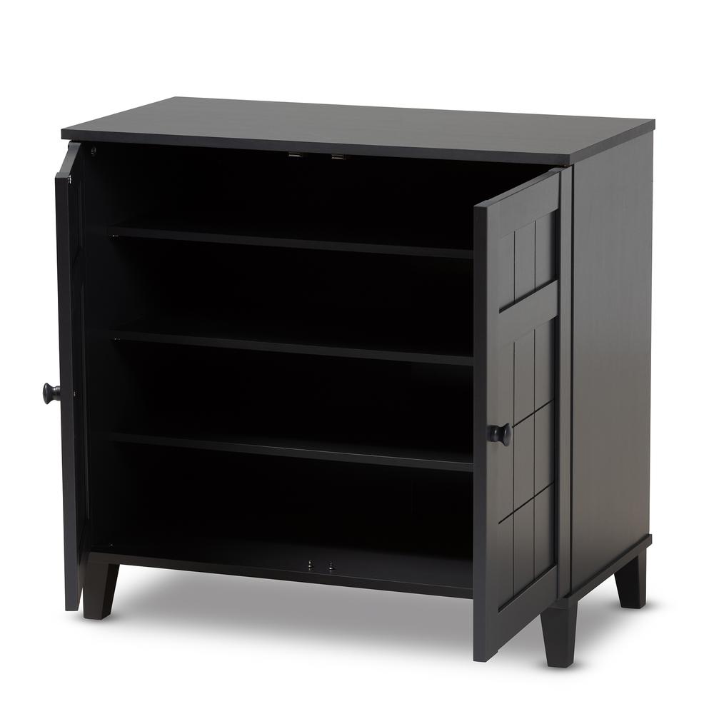 Dark Grey Finished 4-Shelf Wood Shoe Storage Cabinet. Picture 12