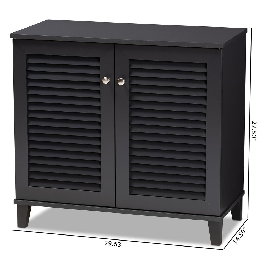 Dark Grey Finished 4-Shelf Wood Shoe Storage Cabinet. Picture 20