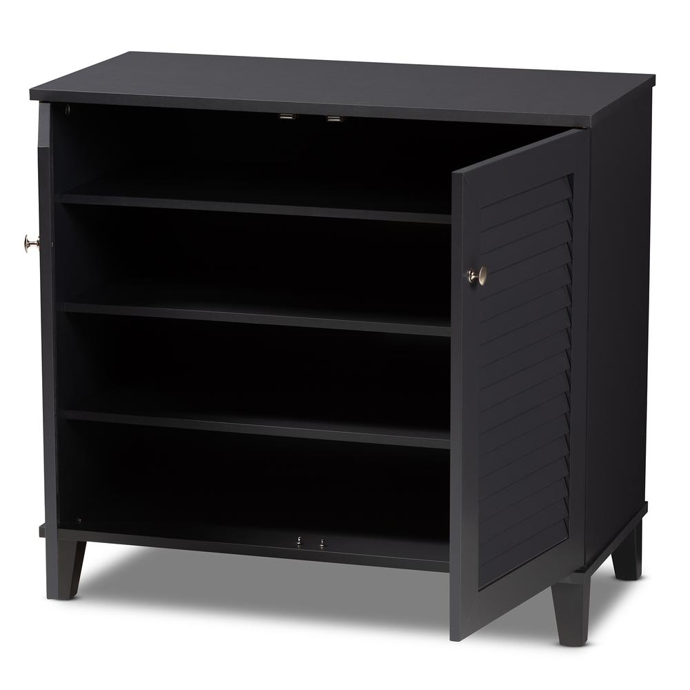 Dark Grey Finished 4-Shelf Wood Shoe Storage Cabinet. Picture 12