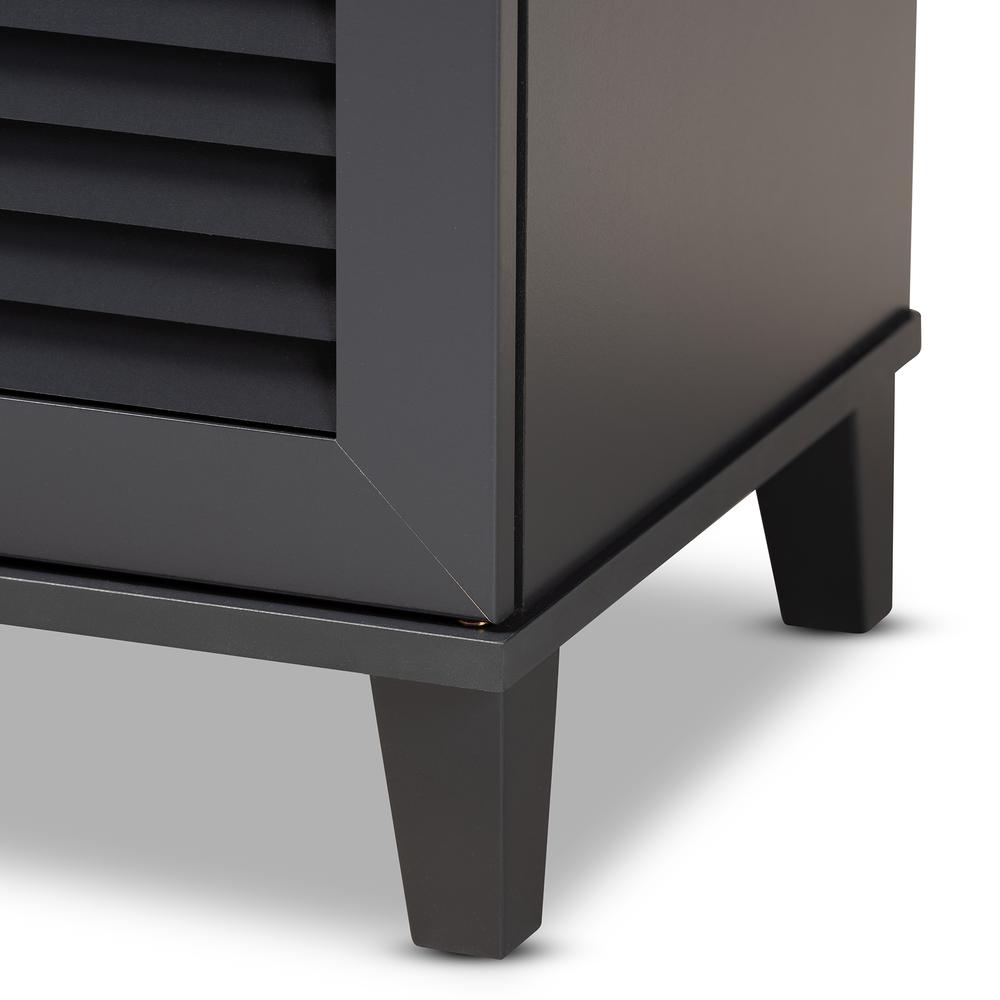 Dark Grey Finished 4-Shelf Wood Shoe Storage Cabinet. Picture 16
