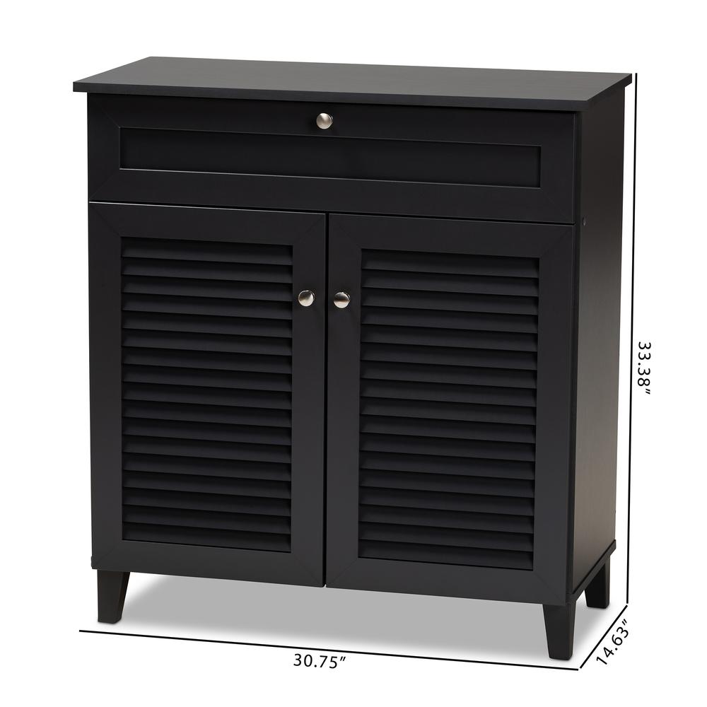 Dark Grey Finished 4-Shelf Wood Shoe Storage Cabinet with Drawer. Picture 20